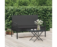 Sodo suoliukas su pagalvėle, juodas, 105cm, poliratanas