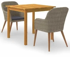 Lauko baldų komplektas Sodo valgomojo komplektas, 3 dalių, rudas