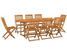Lauko baldų komplektas Sodo valgomojo komplektas, 9 dalių, 220x90x75 cm, akacija