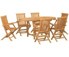 Sodo valgomojo komplektas 7 pcs Ruda Kieto teka medžio