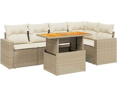 Sofa Sofos komplektas su pagalvėlėmis, 6 dalių, smėlio, poliratanas