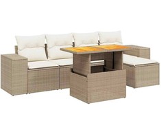 Sofa Sofos komplektas su pagalvėlėmis, 6 dalių, smėlio, poliratanas
