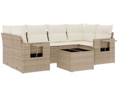 Sofa Sofos komplektas su pagalvėlėmis, 7 dalių, smėlio, poliratanas