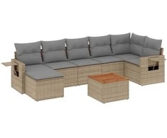 Sofa Sofos komplektas su pagalvėlėmis, 8 dalių, smėlio, poliratanas
