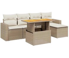 Sofa Sofos komplektas su pagalvėlėmis, 6 dalių, smėlio, poliratanas