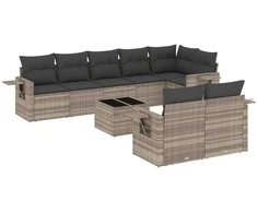 Sofa Sofos komplektas su pagalvėlėmis, 9 dalių, pilkas, poliratanas
