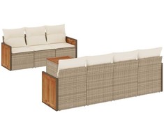 Sofa Sofos komplektas su pagalvėlėmis, 8 dalių, smėlio, poliratanas