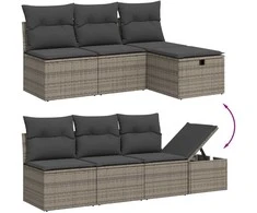 Sofa Sofos komplektas su pagalvėlėmis, 7 dalių, pilkas, poliratanas