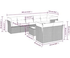 Sofa Sofos komplektas su pagalvėlėmis, 9 dalių, pilkas, poliratanas