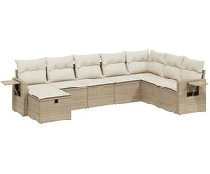 Sofa Sofos komplektas su pagalvėlėmis, 8 dalių, smėlio, poliratanas