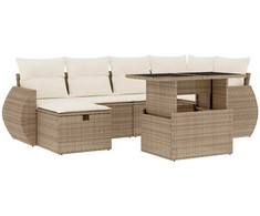 Sofa Sofos komplektas su pagalvėlėmis, 7 dalių, smėlio, poliratanas
