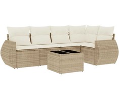 Sofa Sofos komplektas su pagalvėlėmis, 6 dalių, smėlio, poliratanas