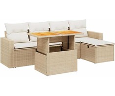 Sofa Sofos komplektas su pagalvėlėmis, 6 dalių, smėlio, poliratanas