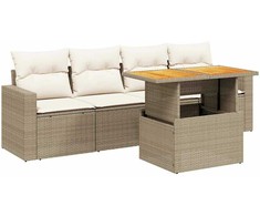 Sofa Sofos komplektas su pagalvėlėmis, 5 dalių, smėlio, poliratanas