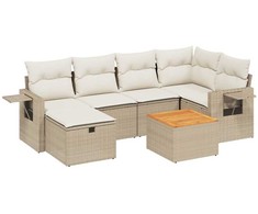 Sofa Sofos komplektas su pagalvėlėmis, 7 dalių, smėlio, poliratanas