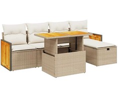 Sofa Sofos komplektas su pagalvėlėmis, 6 dalių, smėlio, poliratanas