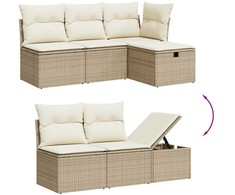 Sofa Sofos komplektas su pagalvėlėmis, 5 dalių, smėlio, poliratanas