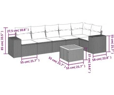 Sofa Sofos komplektas su pagalvėlėmis, 7 dalių, smėlio, poliratanas