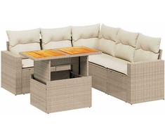 Sofa Sofos komplektas su pagalvėlėmis, 6 dalių, smėlio, poliratanas