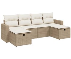 Sofa Sofos komplektas su pagalvėlėmis, 6 dalių, smėlio, poliratanas