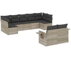 Sofa Sofos komplektas su pagalvėlėmis, 9 dalių, pilkas, poliratanas