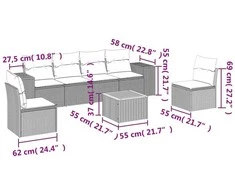 Sofa Sofos komplektas su pagalvėlėmis, 7 dalių, smėlio, poliratanas
