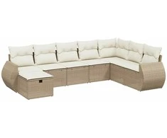 Sofa Sofos komplektas su pagalvėlėmis, 8 dalių, smėlio, poliratanas
