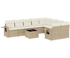 Sofa Sofos komplektas su pagalvėlėmis, 10 dalių, smėlio, poliratanas