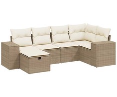 Sofa Sofos komplektas su pagalvėlėmis, 6 dalių, smėlio, poliratanas