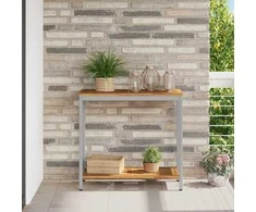 Lauko stalas su saugykla Natūrali ir pilka 80 x 35 x 75 cm
