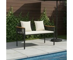 Lauko suolas Juoda ir kreminė balta 117 x 54 x 74.5 cm