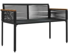Lauko suolas su pagalve Juoda 117 x 54 x 74.5 cm poliratanas