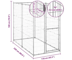Lauko voljeras šunims, 110x220x180cm, galvanizuotas plienas