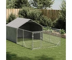 Lauko voljeras šunims su aptvaru, 4x2x1,5m, plienas