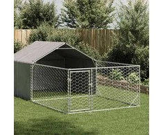 Lauko voljeras šunims su aptvaru, 5x2x1,5m, plienas
