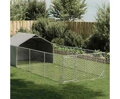 Lauko voljeras šunims su aptvaru, 6x2x1,5m, plienas