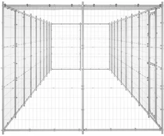 Lauko voljeras šunims su stogu, galvanizuotas plienas, 21,78m²