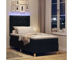 LED Čiužinio Lova su čiužiniu Juoda 100 x 200 cm audinys