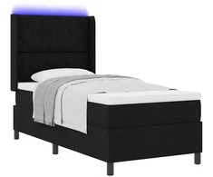 LED Čiužinio Lova su čiužiniu Juoda 100 x 200 cm audinys