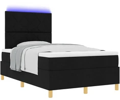 LED Čiužinio Lova su čiužiniu Juoda 120 x 200 cm audinys