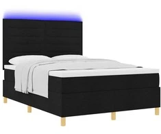 LED Čiužinio Lova su čiužiniu Juoda 140 x 190 cm audinys