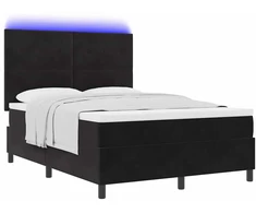 LED Čiužinio Lova su galvūgalio Juodas 140 x 190 cm Aksomas