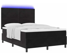 LED Čiužinio Lova su čiužiniu Juodas 160 x 200 cm Aksomas