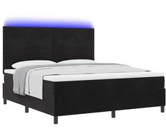 LED Čiužinio Lova su čiužiniu Juodas 180 x 200 cm Aksomas