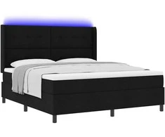 LED Čiužinio Lova su čiužiniu Juoda 180 x 200 cm audinys
