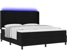 LED Čiužinio Lova su čiužiniu Juoda 180 x 200 cm audinys