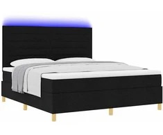 LED Čiužinio Lova su čiužiniu Juoda 180 x 200 cm audinys