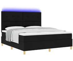 LED Čiužinio Lova su galvūgalio Juoda 180 x 200 cm audinys