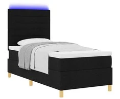 LED Čiužinio Lova su čiužiniu Juoda 80 x 200 cm audinys