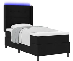 LED Čiužinio Lova su galvūgalio Juoda 90 x 190 cm audinys